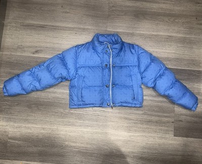 Chrome Heart Pattern Puffer Jacket in Blue