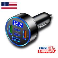 100W 5 Port Car Charger Fast PD QC3.0 USB C Phone Adapter