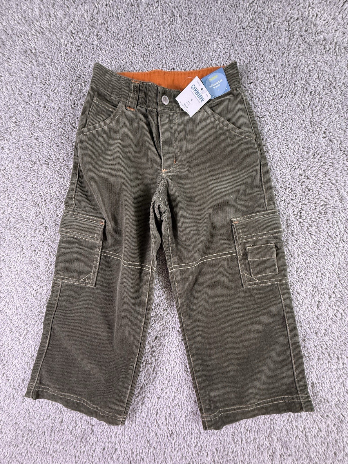 Gymboree Boys 4T Corduroy Cargo Pants Green Adjustable Waist