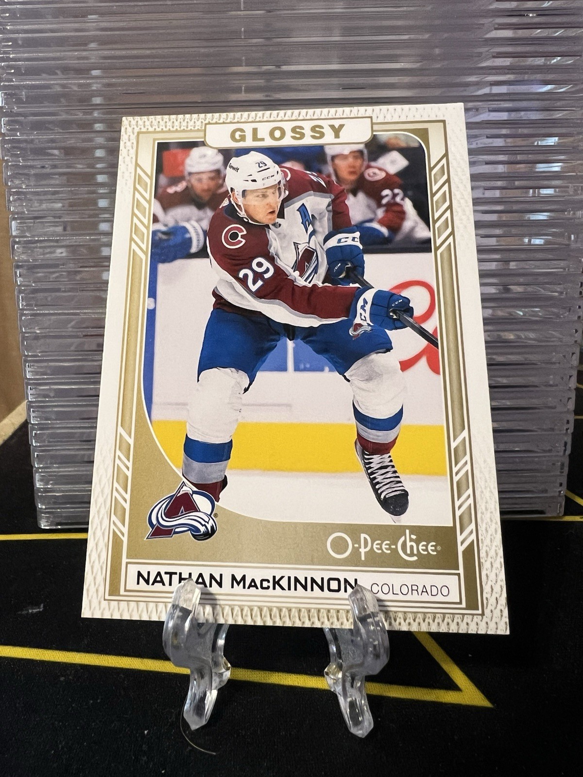 2023-24 Upper Deck Series 2 O-Pee-Chee Glossy Nathan MacKinnon #R-36 GOLD