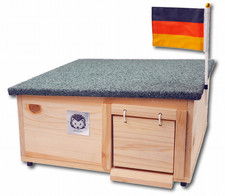 Igelhaus mit Rattenklappe und Deutschlandfahne wetterfest 12mm Massivholz