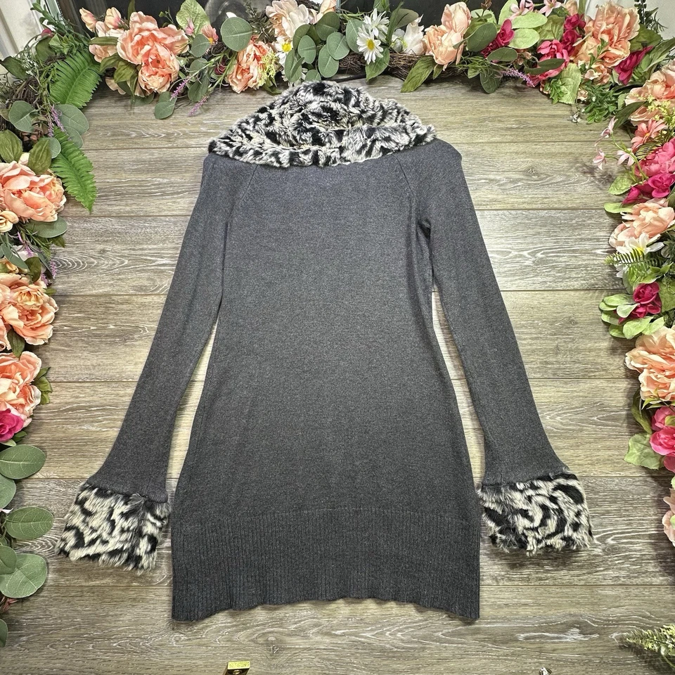 Suéter de piel sintética cuello alto talla grande para mujer largo medio elástico leopardo de las nieves” Foto 3 de 4