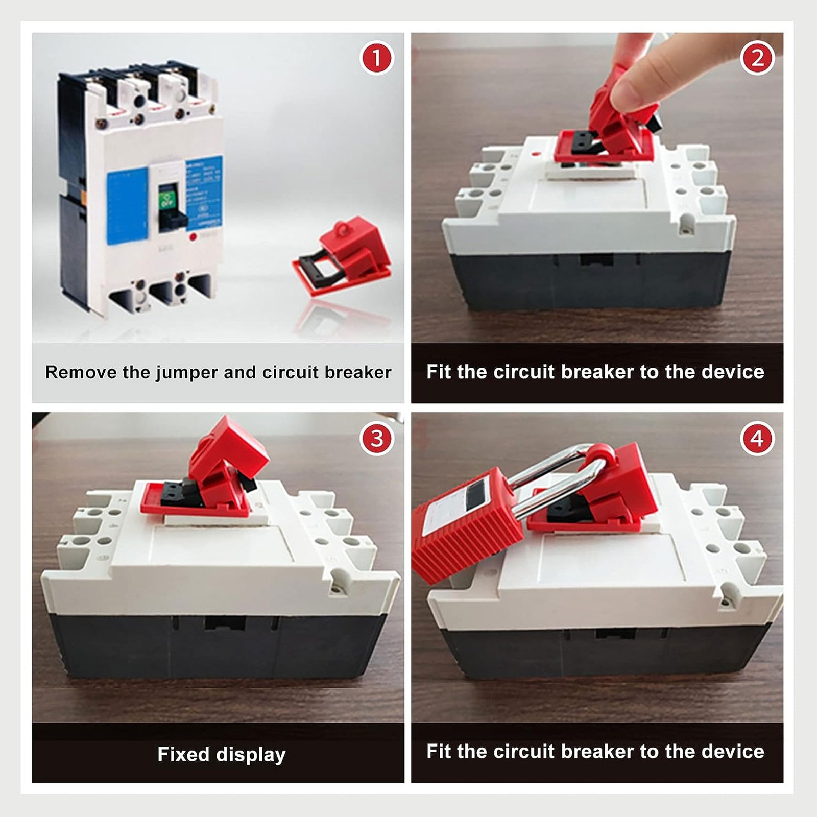 HOT 4Pcs Circuit Breaker Lockout Device Set Clamp On Single Pole Breaker Lock