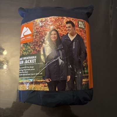 NEW Ozark Trail Adult Unisex Rain Jacket BLUE SIZE XL-XXL QT3909B with Bag