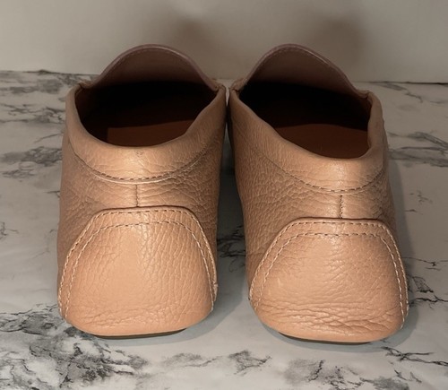 TORY BURCH EVERLY DRIVER TUMBLED LEATHER CALF PINK MOON GOLD BRASS LOGO SZ 10.5 - Picture 6 of 11