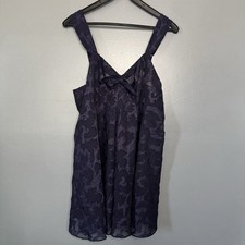 Victorias Secret Purple Blue Sheer Satin Jacquard Vintage Gold Label Chemise L