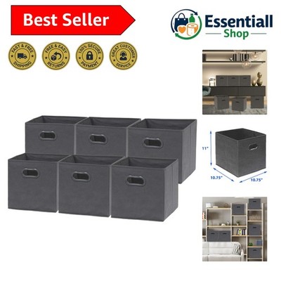 Foldable Cube Storage Bins with Handles, 11-Inch, Dark Gray, 6-Pack, Fabric C...