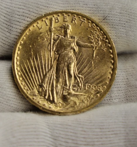 1908 US $20 Saint Gaudens Double Eagle No Motto Unc