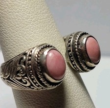 Peruvian Pink Opal negative / open space sterling silver ring sz 7
