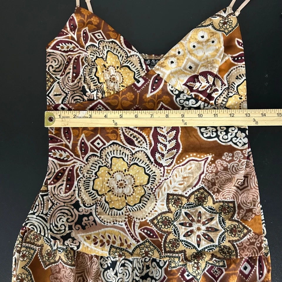 Mini Vestido Para Mujer Vintage Autoestima Boho Estampado Floral En Niveles Volantes Grande Foto 4 de 4