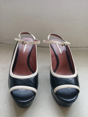 Escarpins vintage noir & poudre Sonia Rykiel T.39 - Photo 1/4