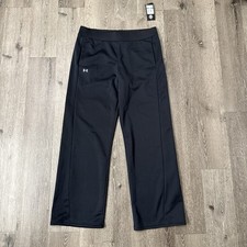 Under Armour Sweatpants Womens Large Fleece Straight Leg Black Pockets Stretch