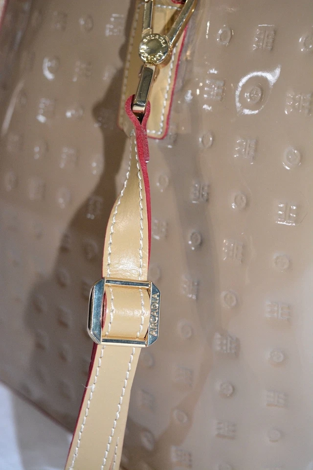 ARCADIA Convertible Tote Crossbody Leather Satchel Bag Patent Purse Italian - Image 2 of 4