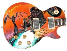 Meat Loaf Autographed Custom Graphics Bat Out of Hell LP Guitar ACOA