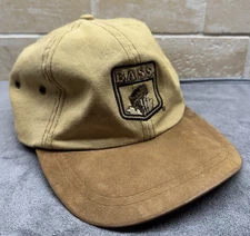 Vintage B.A.S.S. Bass Anglers Sportsman Society Canvas Strapback Hat Brown/Tan