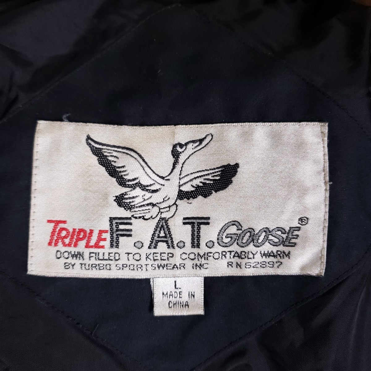 Triple FAT Goose Puffer Jacket Men Large 90s Vintage Down Black 