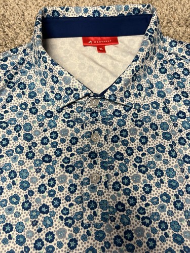 Redvanly Golf Flower Print Polo ~ XL ~ Blue - Picture 2 of 6