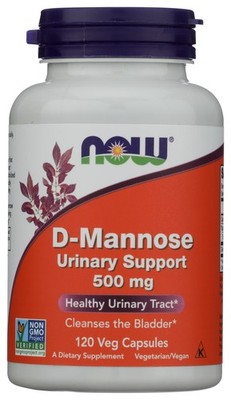 Now D-Mannose Urinary Health Support 500 Mg 120 Vegetarian Capsules 1 Pack