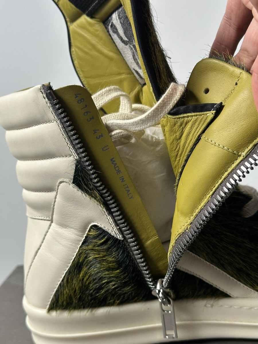 Rick Owens - Acid Green Pony Hair Geobaskets | eBay