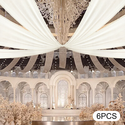 Modern Chiffon Ceiling Drapes 6 Panels 5x15ft Wedding Party Stage DIY Decoration