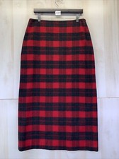 Vintage Nine Company Wool Blend Size 12 long Plaid Skirt buffalo check-11049