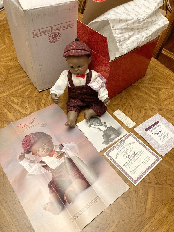 Vintage Ashton Drake David Porcelain Doll #5298 With COA and Original Boxes