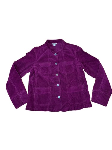 Charter Club Corduroy Jacket Womens Medium Burgundy Button Up Pockets Slim Fit