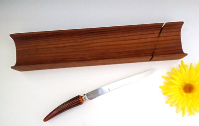Kalmar Teak French Bread Cutting Board Cradle Vintage Tripledge Knife Sheffield