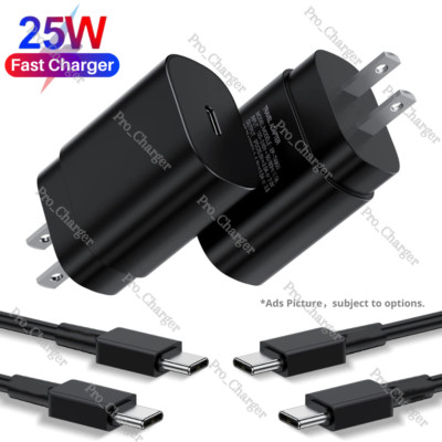 25W Adaptive Fast Charger USB Type C Cord Power Adapter Cube For Samsung Android