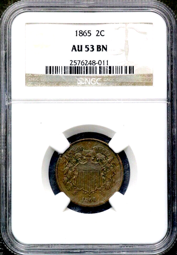 1865 2C Dwa centy - NGC AU 53 BN CC328