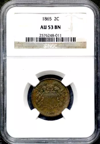 1865 2C Two Cent - NGC AU 53 BN   CC328