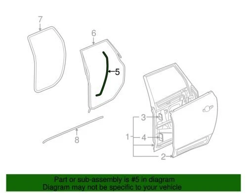 Tira de sellado inferior del lado del conductor trasero genuino GM 2008-2017 Buick Enclave 22893934 Foto 4 de 4