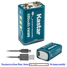 Kastar USB Rechargeable Li-ion Polymer 9V 6F22 Battery for Toys Clock Multimeter