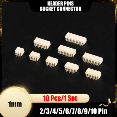 1mm Header Pins Stiftleisten Liegend/Vertikal Buchsen Verbinder 2/3/4/5-10 Pin