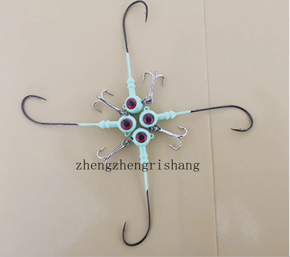 10pz Ganci da Pesca Jig Head Occhi Luminosi 3D Gancio per Pesca Basso - Immagine 2 di 4