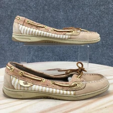 Sperry Top Sider Boat Shoes Womens 7.5 Angelfish Slip On Leather Beige Brown
