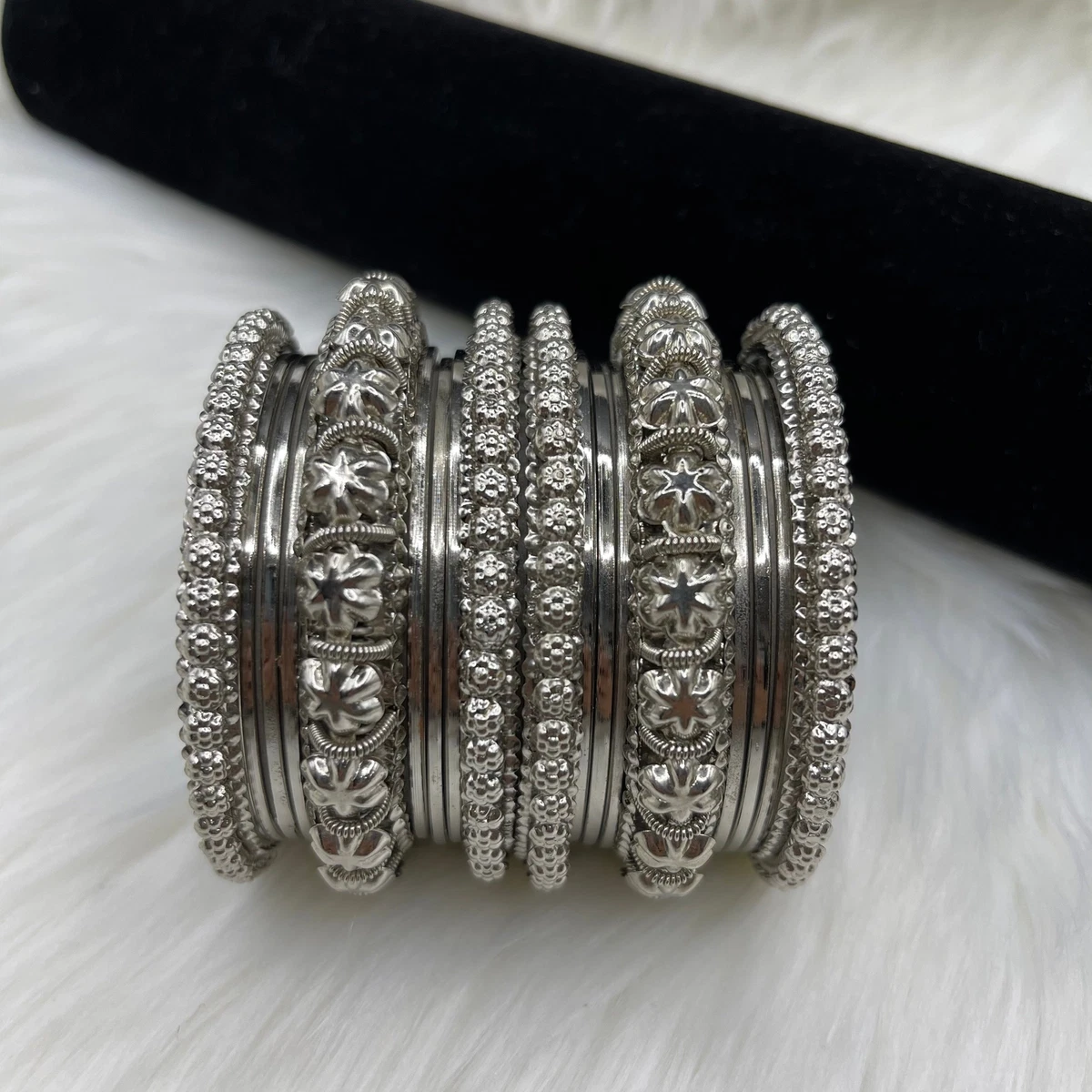Oxidised bangles set with kada eBay