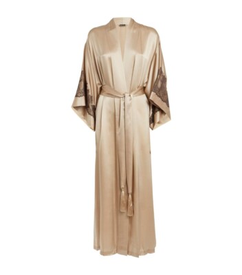 Frauen Seide Bademantel Lange Robe Satin Nachtwäsche Bikini Cover Up Plus Größe