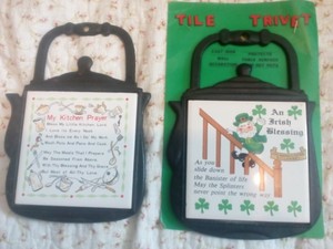 2x Pairs Tile Trivet My Kitchen Prayer And An Irish Blessings Ebay