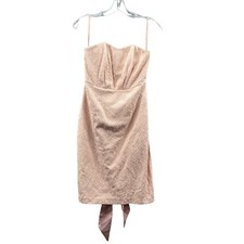 Tevolio Strapless Dress Womens 2 Pink Waist Tie Rear Zip Built in Bra Bodycon