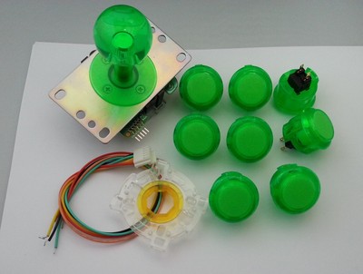 Japan Sanwa Clear Green Joystick Buttons Set of 8 OBSC-30-CG Video Game GT-Y