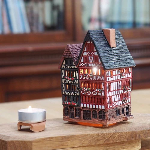 Ceramic Miniature House Tealight Holder Frankfurt Römer Square 13cm © Midene