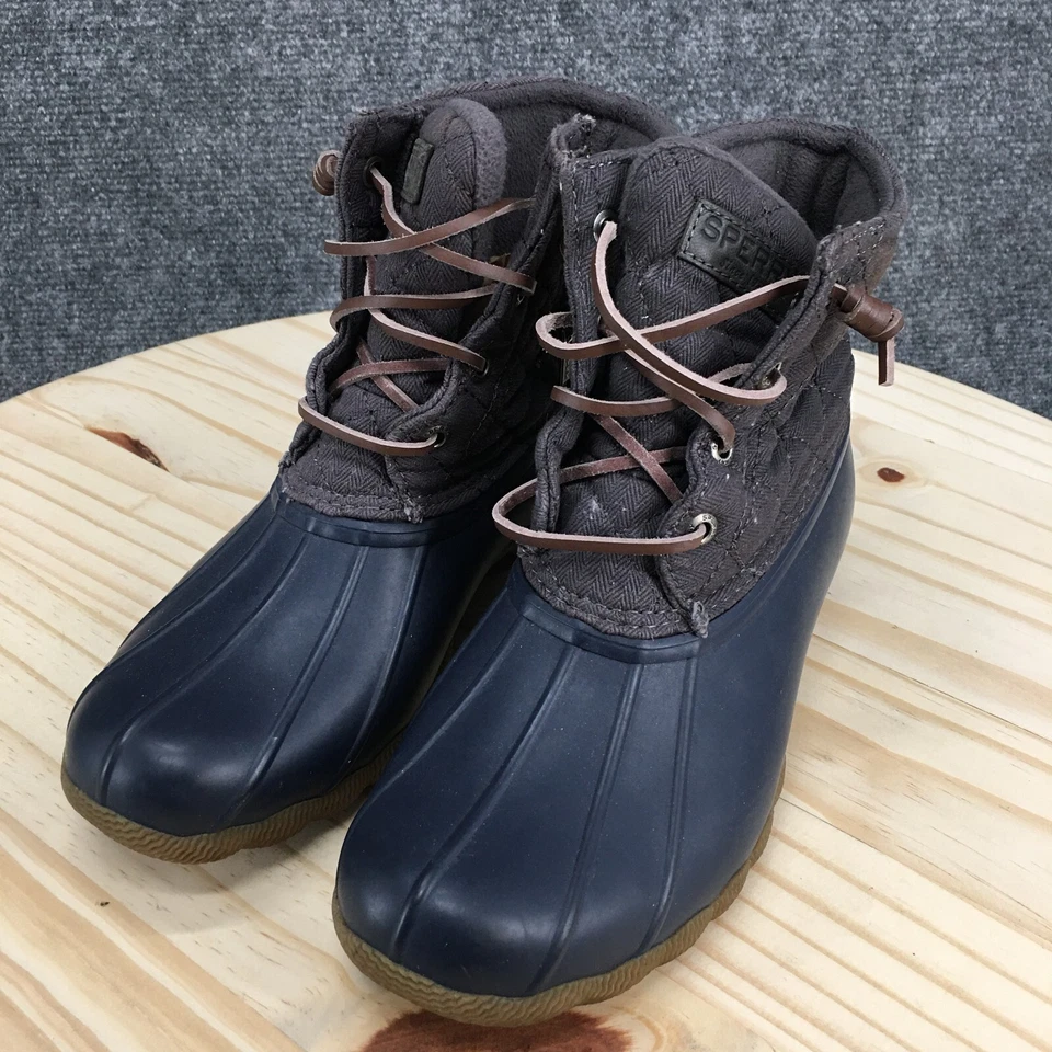 Botas Sperry Mujer 5.5 M Acolchadas Agua Salada Lluvia Pato Bota STS99152 Azul Gris Foto 3 de 4