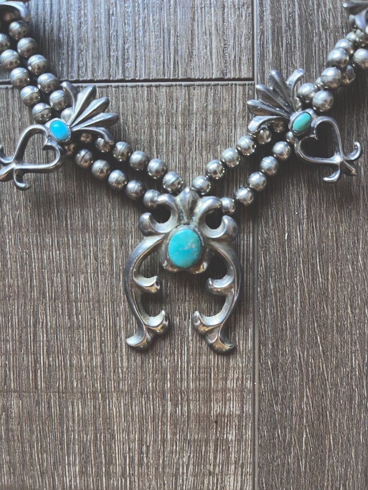 Squash Blossom Necklace 1970’s Vintage Silver And Turquoise eBay