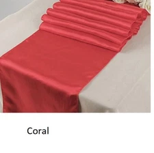 30cm X 275cm PACK OF 10pc 12" x 108" Satin Table Runner Wedding Venue - Coral 