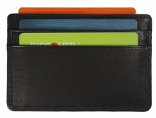 Leather Men's Womens Small Id Credit Card Wallet Holder Slim Pocket Case Purse
