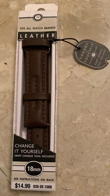 Allstrap Vogue strap Swift Change Brown Leather Silver WatcH Tool 18mm