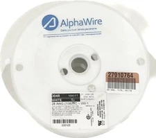 1000' Spool PVC Premium Wire Hook Up White Alpha Wire 3048
