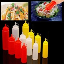Neue Kunststoff Quetschflasche Gewürzspender Ketchup Senf Sauce Essig Salat