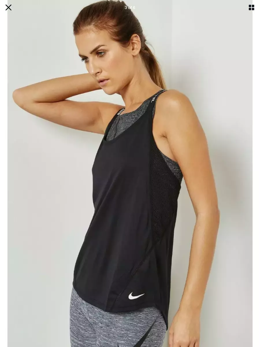 Nike T-Shirt Training Tank Top Black Running 921725-010 Women's US Size XS